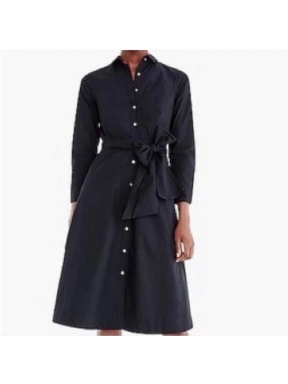 NWT J.Crew Black Long Sleeve Poplin Shirt Dress - Size: Petite 00 - Picture 11 of 11